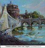 Summer in Rome-Ponte Sant' Angelo, Oil on Board